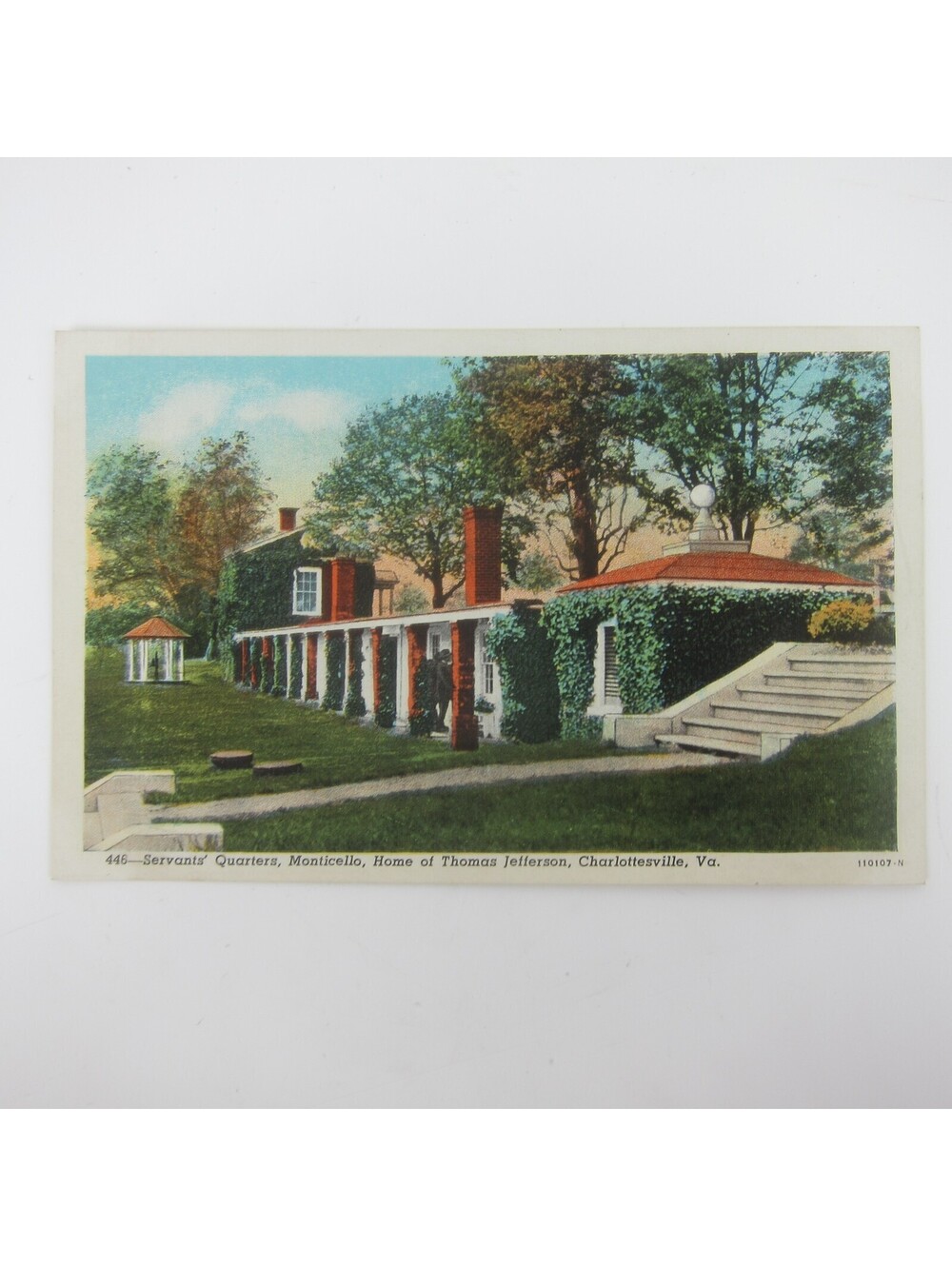 Vintage Postcard Charlottesville Virginia Jefferson Monticello Servants Quarters
